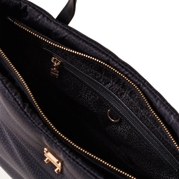 Borbonese - Cahier Medium Dark Black Handbag - 91010038I15 - DARK/BLACK