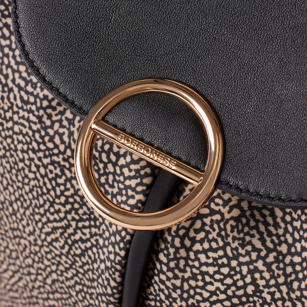 Borbonese - Shopping Cottage Medium OP Naturale Nero - 91010123AJ0 - OP/NATURALE/NERO