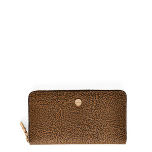 Borbonese - Large Zip Around Wallet in coated fabric OP Naturale Nero - 920053220 - OP/NATURALE/NERO