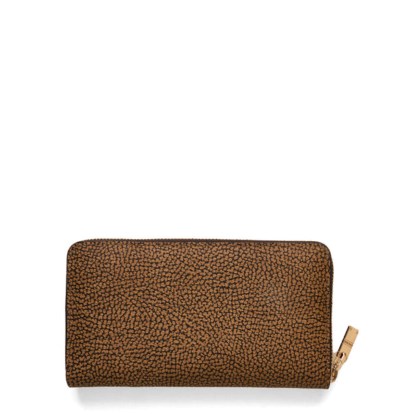 Borbonese - Large Zip Around Wallet in coated fabric OP Naturale Nero - 920053220 - OP/NATURALE/NERO