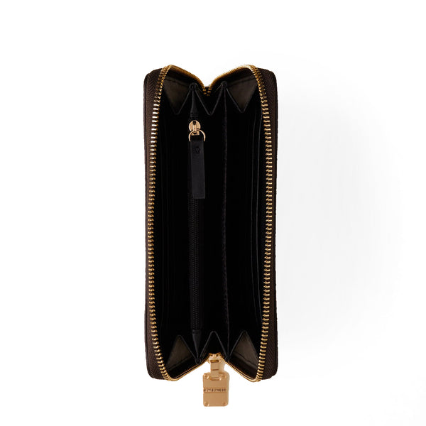 Borbonese - Large Zip Around Wallet in coated fabric OP Naturale Nero - 920053220 - OP/NATURALE/NERO