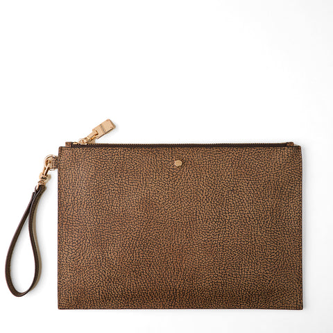 Borbonese - Flat Pouch in coated fabric OP Naturale - 902016203 - OP/NATURALE