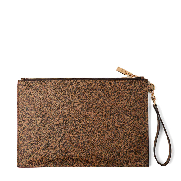 Borbonese - Flat Pouch in coated fabric OP Naturale - 902016203 - OP/NATURALE