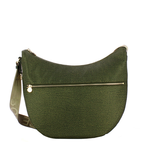 Borbonese - Luna Bag Medium with pocket in Recycled Nylon Alloro - 934109I15 - ALLORO