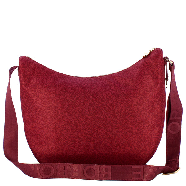 Borbonese - Luna Bag Medium with pocket in Recycled Nylon Merlot - 934109I15 - MERLOT
