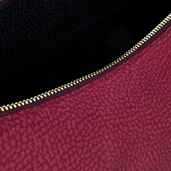 Borbonese - Luna Bag Medium with pocket in Recycled Nylon Merlot - 934109I15 - MERLOT