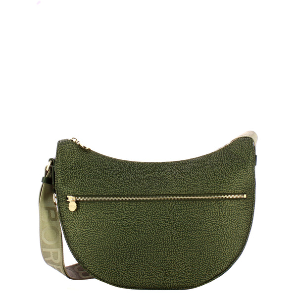 Borbonese - Luna Bag Middle with pocket in Recycled Nylon Alloro - 934108I15 - ALLORO