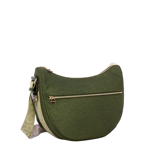 Borbonese - Luna Bag Middle with pocket in Recycled Nylon Alloro - 934108I15 - ALLORO