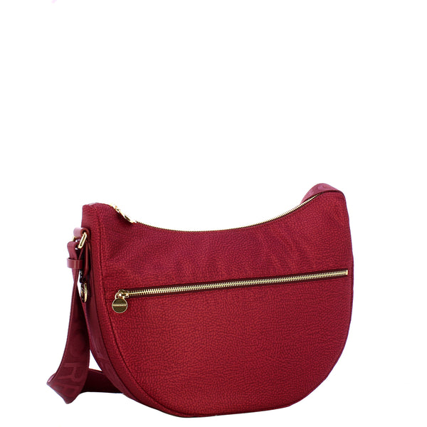 Borbonese - Luna Bag Middle with pocket in Recycled Nylon Merlot - 934108I15 - MERLOT