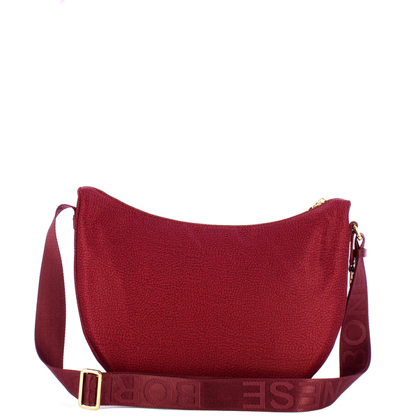Borbonese - Luna Bag Middle with pocket in Recycled Nylon Merlot - 934108I15 - MERLOT