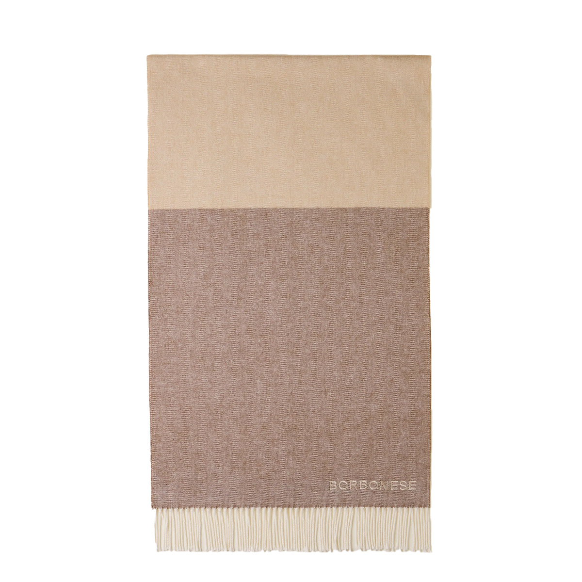 Borbonese - Stola misto cotone Panna Beige Marrone - 910600480129 - PANNA/BEIGE/MARRONE