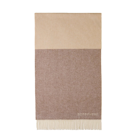 Borbonese - Stola misto cotone Panna Beige Marrone - 910600480129 - PANNA/BEIGE/MARRONE
