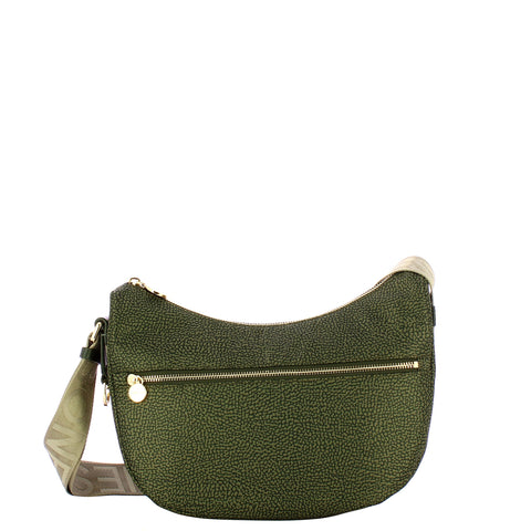 Borbonese - Luna Bag Small with pocket in Recycled Nylon Alloro - 934107I15 - ALLORO