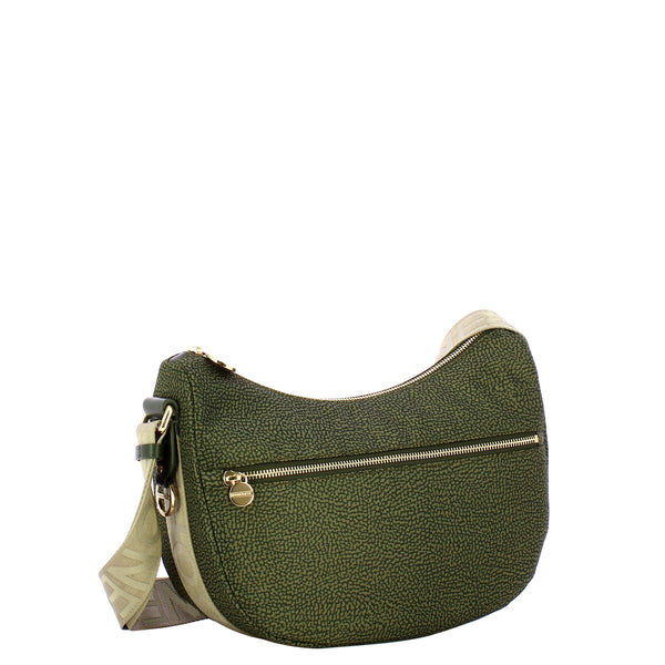 Borbonese - Luna Bag Small with pocket in Recycled Nylon Alloro - 934107I15 - ALLORO