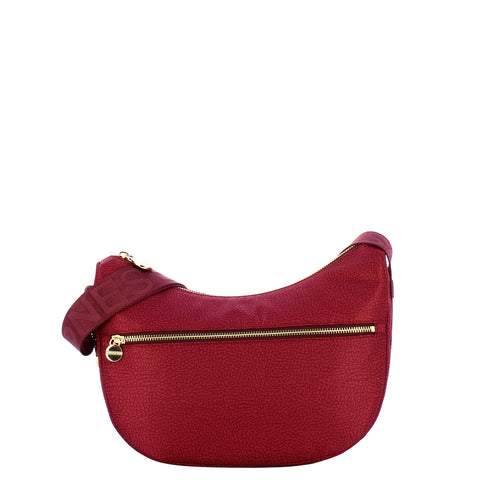 Borbonese - Luna Bag Small with pocket in Recycled Nylon Merlot - 934107I15 - MERLOT
