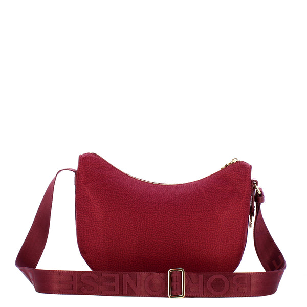 Borbonese - Luna Bag Small with pocket in Recycled Nylon Merlot - 934107I15 - MERLOT