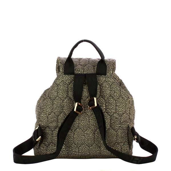Borbonese - Zaino Medium OP Naturale Nero - 91010128AH1 - OP/NATURALE/NERO
