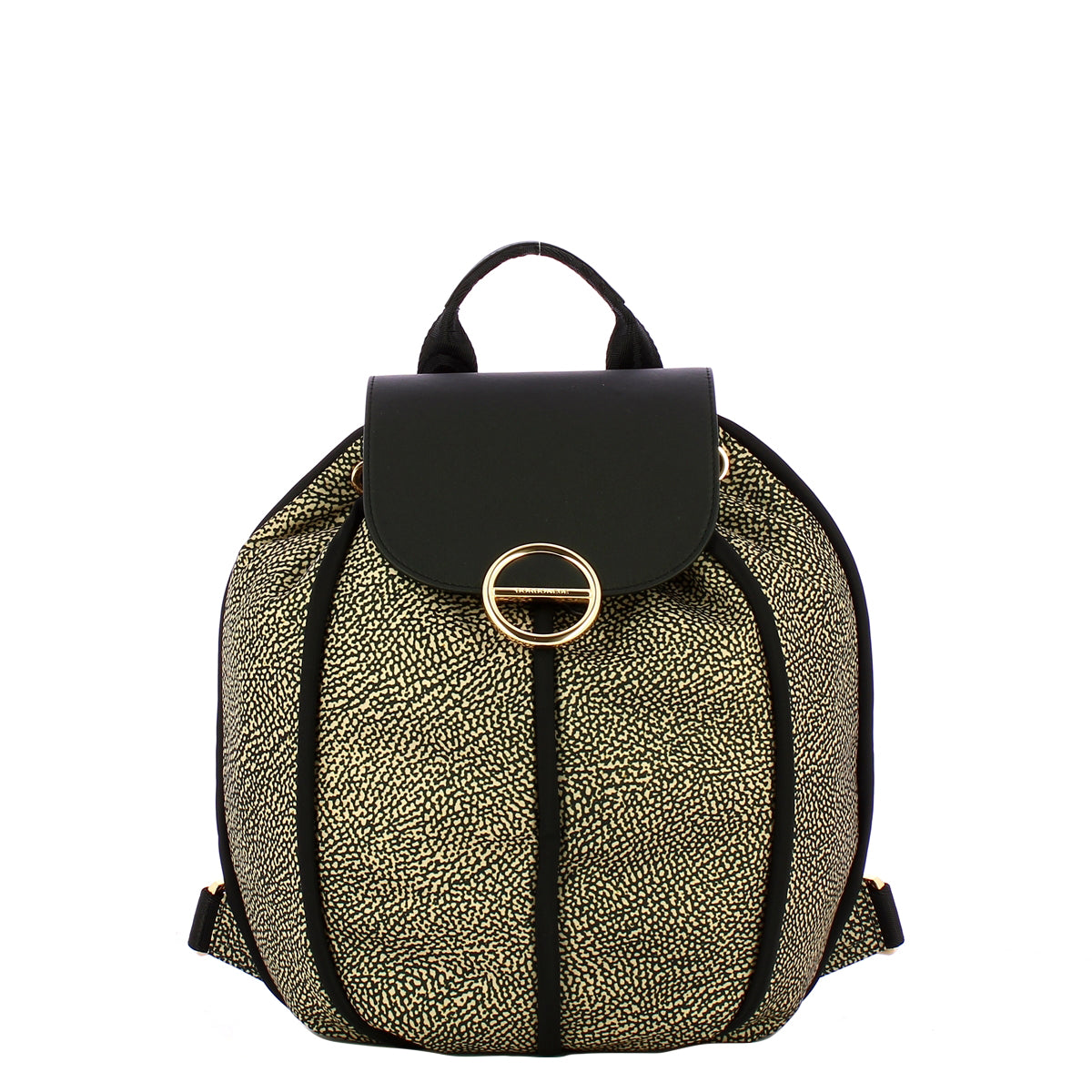 Borbonese - Zaino Medium Cottage OP Naturale Nero - 91010122AJ0 - OP/NATURALE/NERO