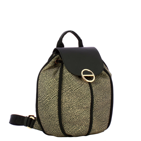 Borbonese - Zaino Medium Cottage OP Naturale Nero - 91010122AJ0 - OP/NATURALE/NERO