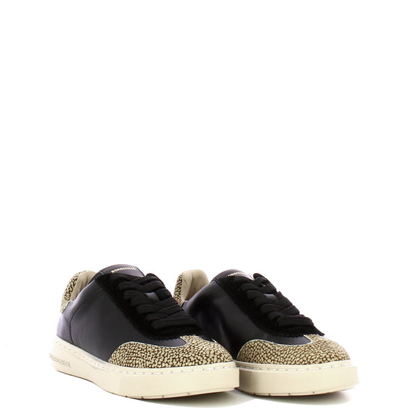 Borbonese - Sneakers in pelle e camoscio Nero OP Naturale - 91040038CG0 - NERO/OP/NATURALE