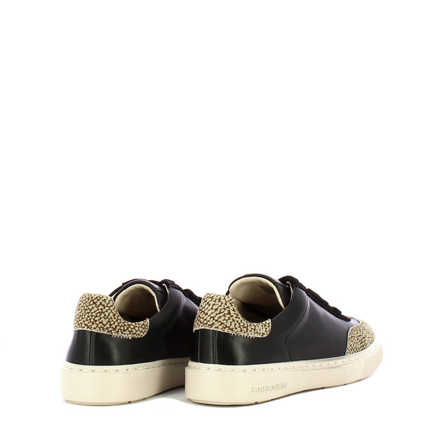 Borbonese - Sneakers in pelle e camoscio Nero OP Naturale - 91040038CG0 - NERO/OP/NATURALE