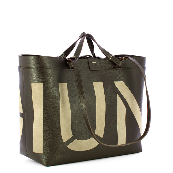 Iuntoo - Sibilla Medium Cioccolato Taupe Shopper Bag with suede inlay - 191102 - CIOCCOLATO/23+TAUPE/2711