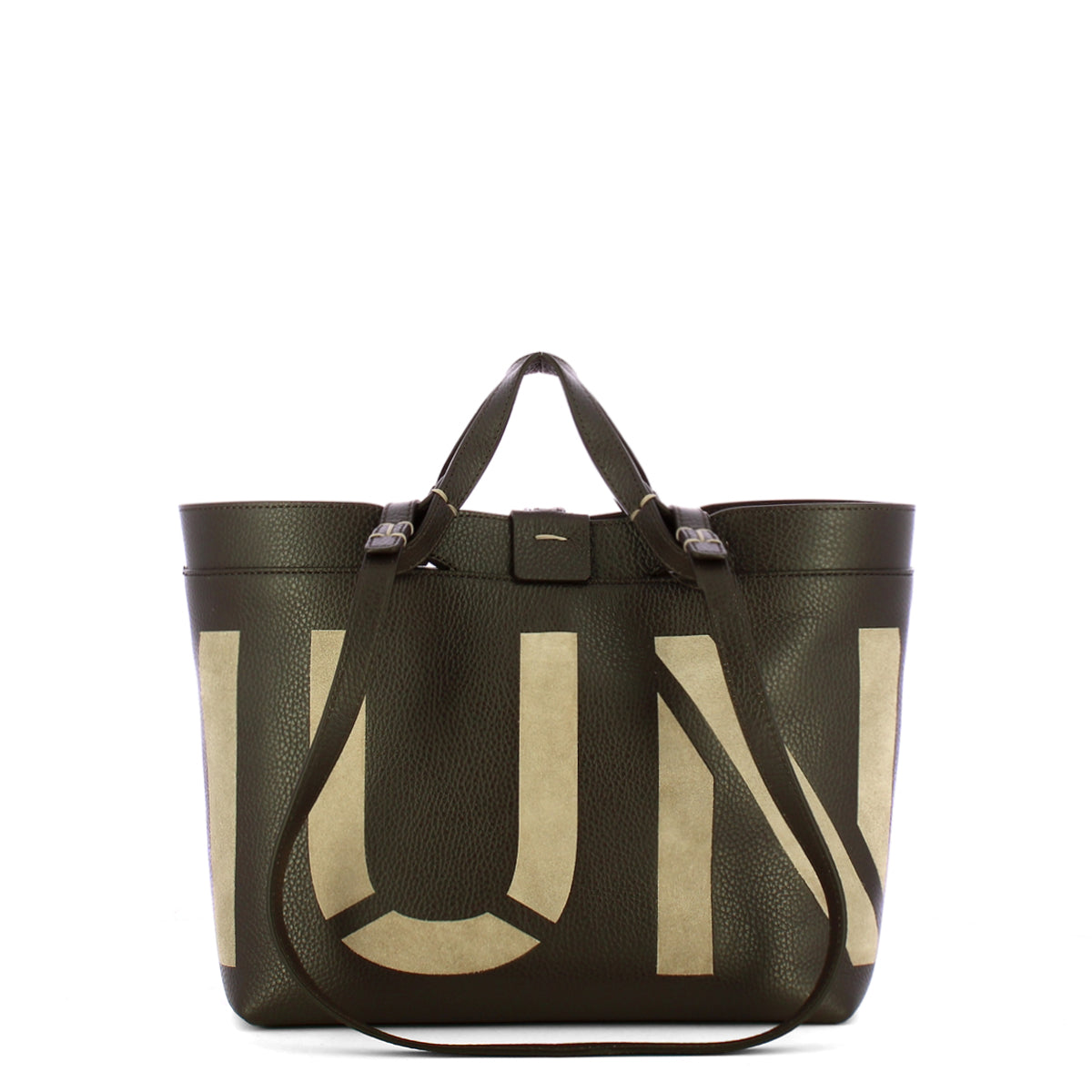 Iuntoo - Sibilla Small Cioccolato Taupe Shopper Bag with suede inlay - 191103 - CIOCCOLATO/23+TAUPE/2711