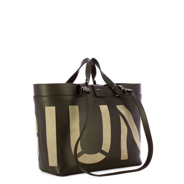 Iuntoo - Sibilla Small Cioccolato Taupe Shopper Bag with suede inlay - 191103 - CIOCCOLATO/23+TAUPE/2711