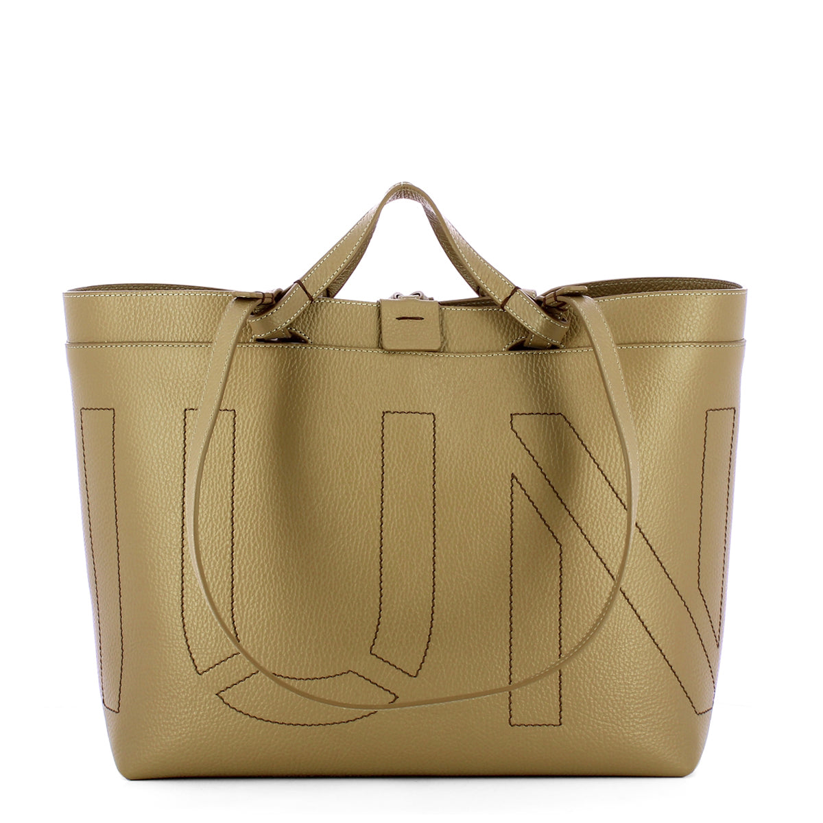 Iuntoo - Sibilla Medium Grigio Fossile Shopping Bag with seams - 191202 - GRIGIO/FOSSILE/07