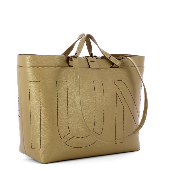 Iuntoo - Sibilla Medium Grigio Fossile Shopping Bag with seams - 191202 - GRIGIO/FOSSILE/07