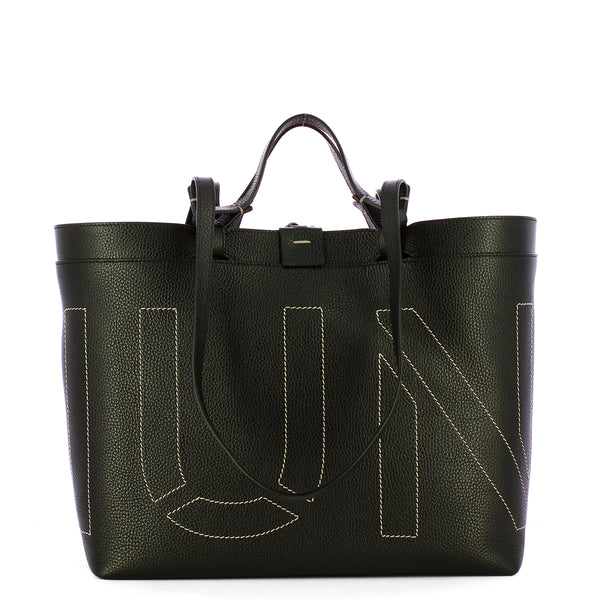 Iuntoo - Sibilla Medium Nero Shopping Bag with seams - 191202 - NERO