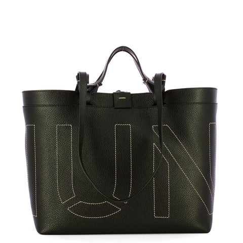 Iuntoo - Sibilla Medium Nero Shopping Bag with seams - 191202 - NERO