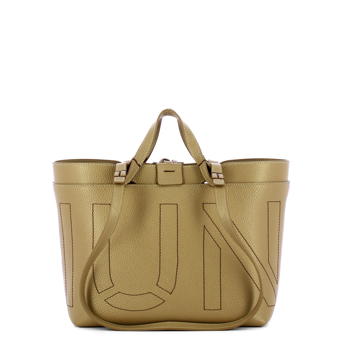 Iuntoo - Sibilla Small Grigio Fossile Shopping Bag with seams - 191203 - GRIGIO/FOSSILE/07