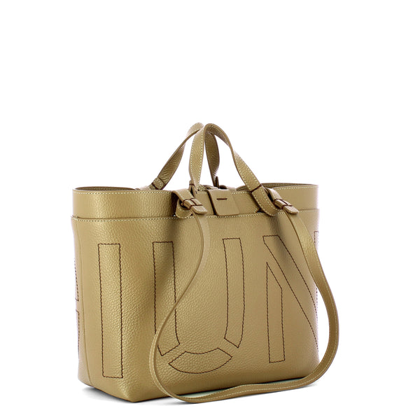 Iuntoo - Sibilla Small Grigio Fossile Shopping Bag with seams - 191203 - GRIGIO/FOSSILE/07