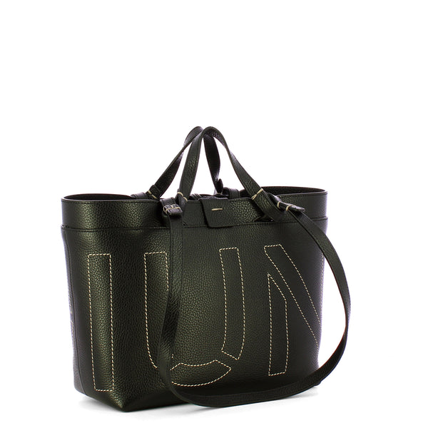 Iuntoo - Sibilla Small Nero Shopping Bag with seams - 191203 - NERO
