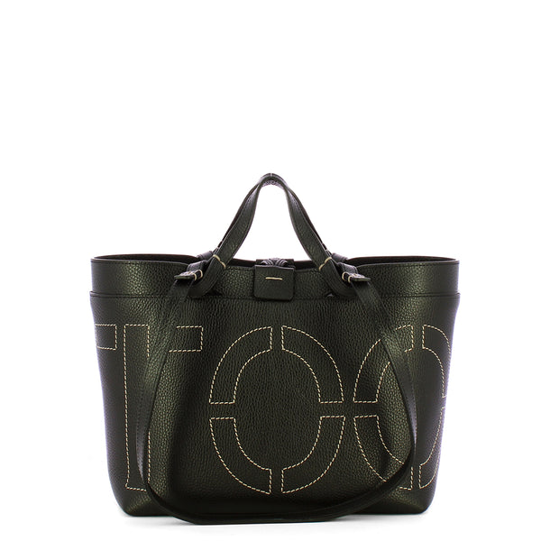 Iuntoo - Sibilla Small Nero Shopping Bag with seams - 191203 - NERO