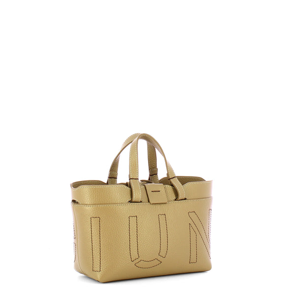 Iuntoo - Sibilla Mini Grigio Fossile Shopping Bag with seams - 191204 - GRIGIO/FOSSILE/07