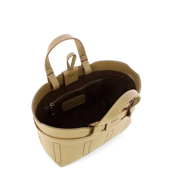 Iuntoo - Sibilla Mini Grigio Fossile Shopping Bag with seams - 191204 - GRIGIO/FOSSILE/07