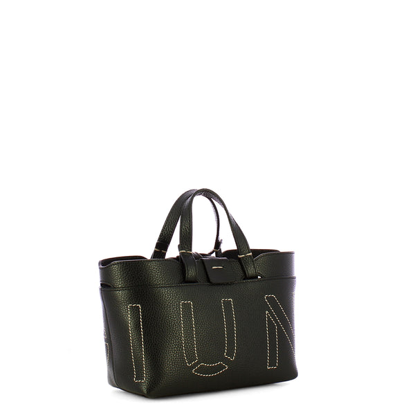 Iuntoo - Sibilla Mini Nero Shopping Bag with seams - 191204 - NERO