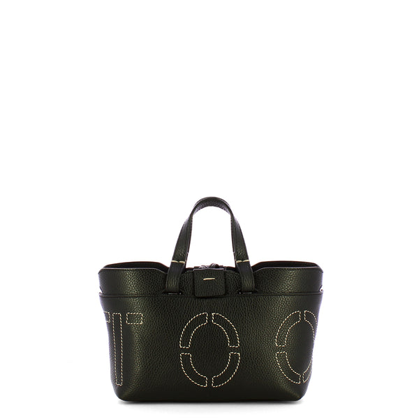 Iuntoo - Sibilla Mini Nero Shopping Bag with seams - 191204 - NERO