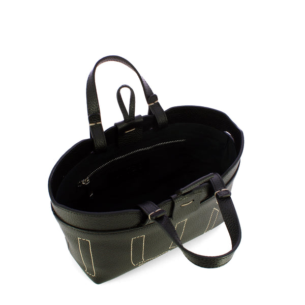 Iuntoo - Sibilla Mini Nero Shopping Bag with seams - 191204 - NERO