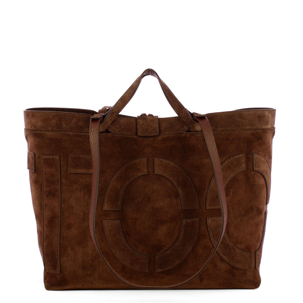 Iuntoo - Sibilla Medium Testa Moro Suede Shopping Bag - 191302 - T.MORO/3541