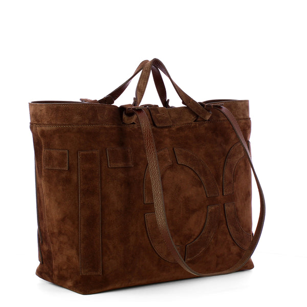Iuntoo - Sibilla Medium Testa Moro Suede Shopping Bag - 191302 - T.MORO/3541