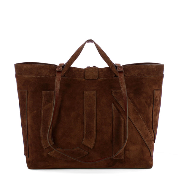 Iuntoo - Sibilla Medium Testa Moro Suede Shopping Bag - 191302 - T.MORO/3541
