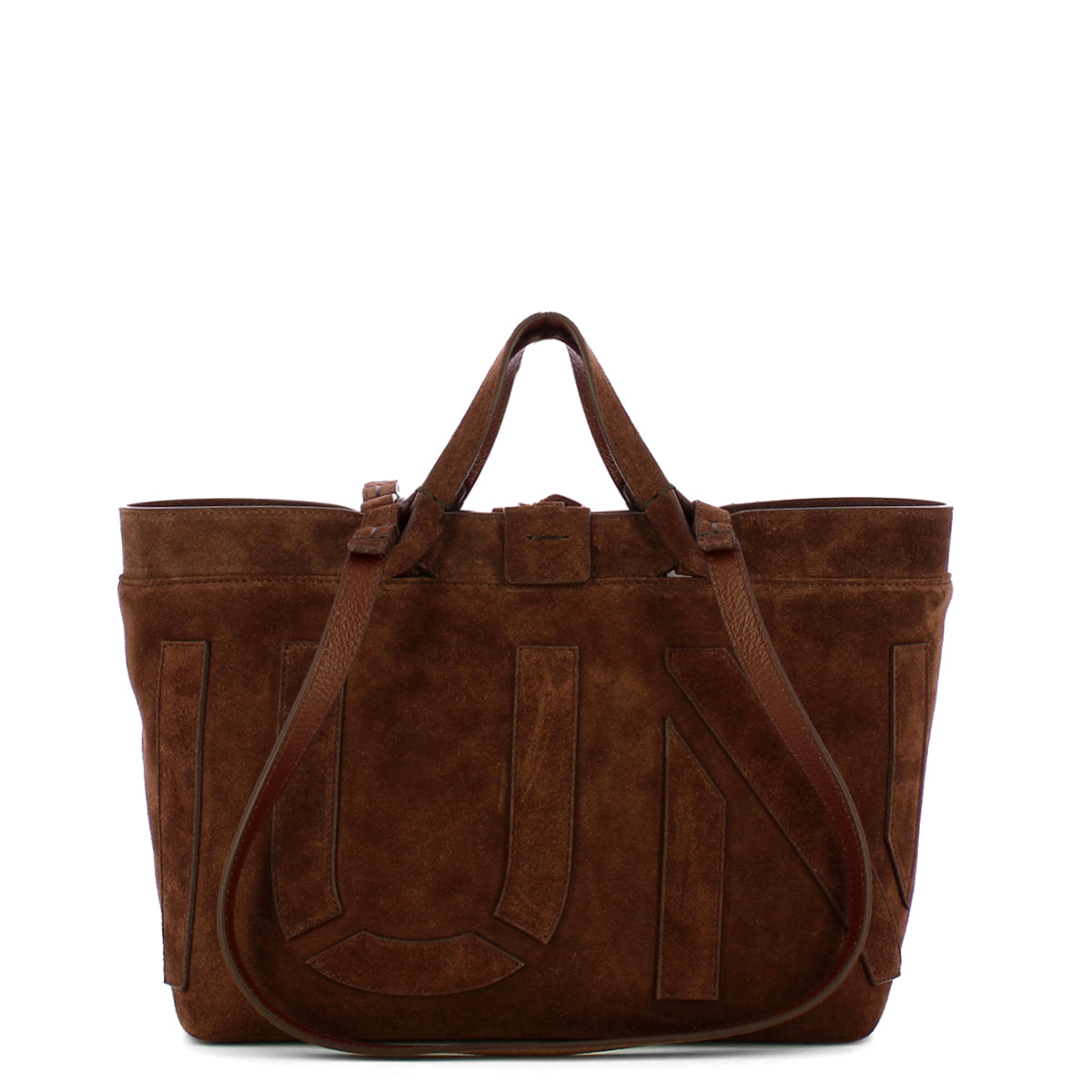 Iuntoo - Sibilla Small Testa Moro Suede Shopping Bag - 191303 - T.MORO/3541