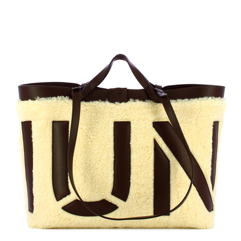 Iuntoo - Sibilla Medium Beige Testa Moro Merinos Shopping Bag - 191402 - BEIGE+T.MORO/2024
