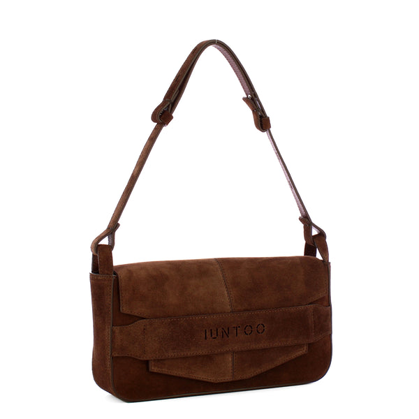 Iuntoo - Silvia Large Testa Moro Suede Shoulder Bag - 196101 - T.MORO/3541