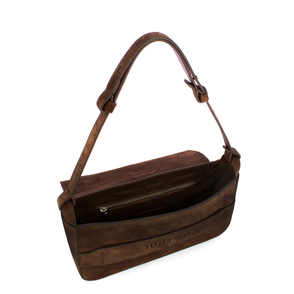 Iuntoo - Silvia Large Testa Moro Suede Shoulder Bag - 196101 - T.MORO/3541