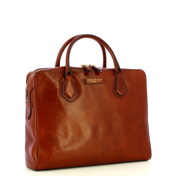 The Bridge - Costanza Marrone Laptop Briefcase - 04257301 - MARRONE/14/ORO