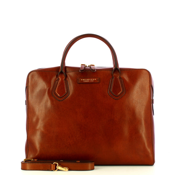 The Bridge - Costanza Marrone Laptop Briefcase - 04257301 - MARRONE/14/ORO